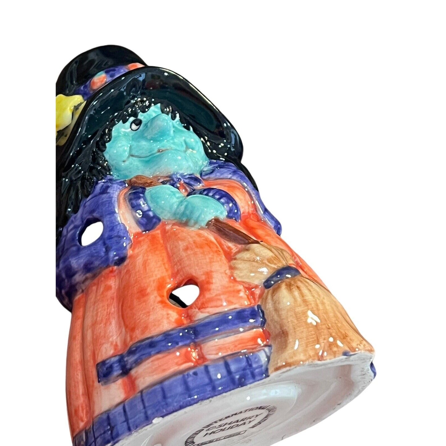 Ceramic Witch Hand Painted Tea Light Candle Holder Halloween Sharry Holiday