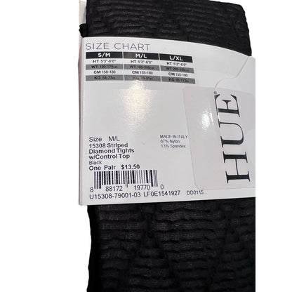 NWT HUE Birdseye Diamond Tights Size M/L Black - Control Top