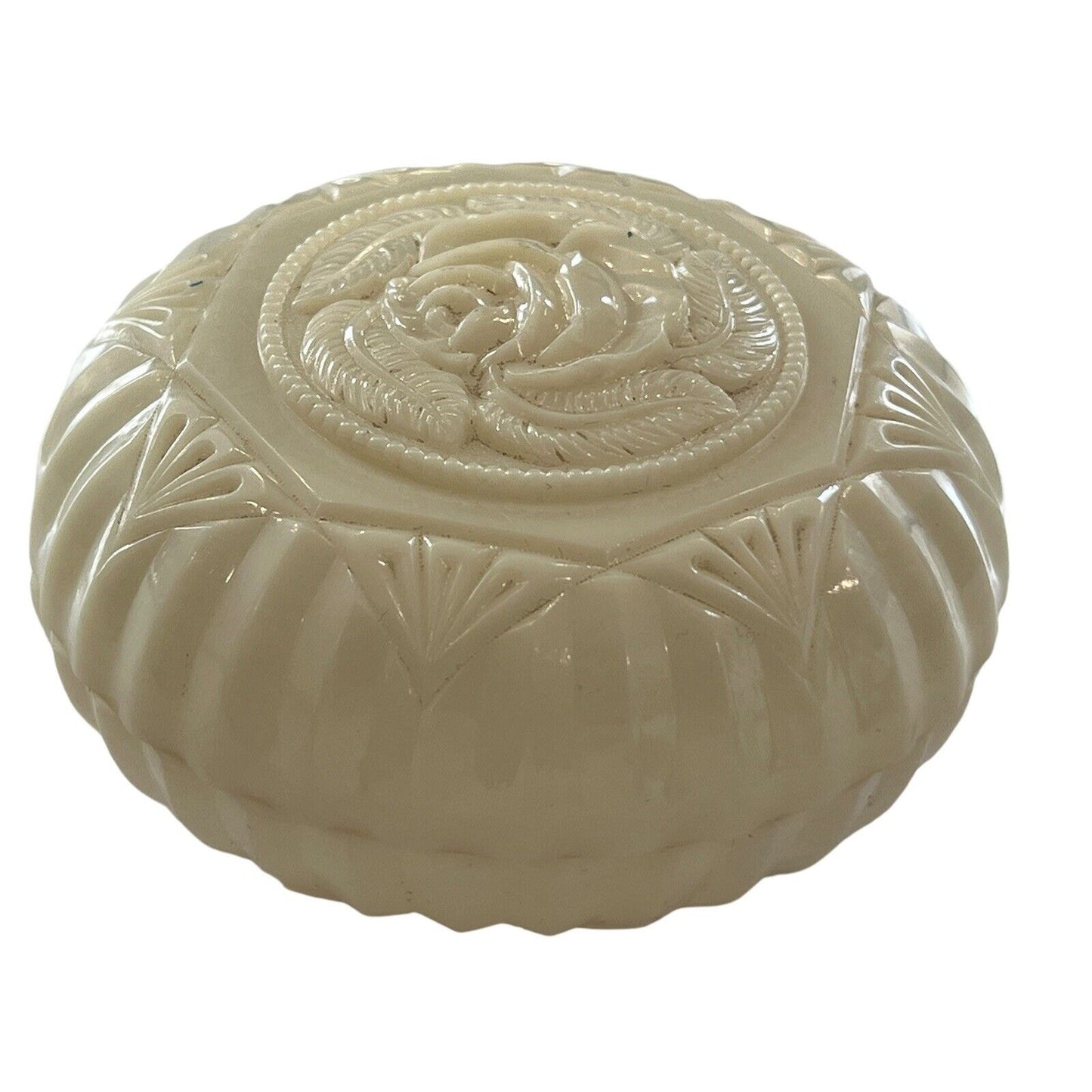 Vintage Floral Rose Lapin Round Flower Soap Dish Trinket Dish with Lid