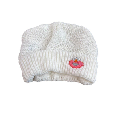 Vintage Elmo White Knit Baby Hat Beanie 0/9 Mos Sesame Street Acrylic