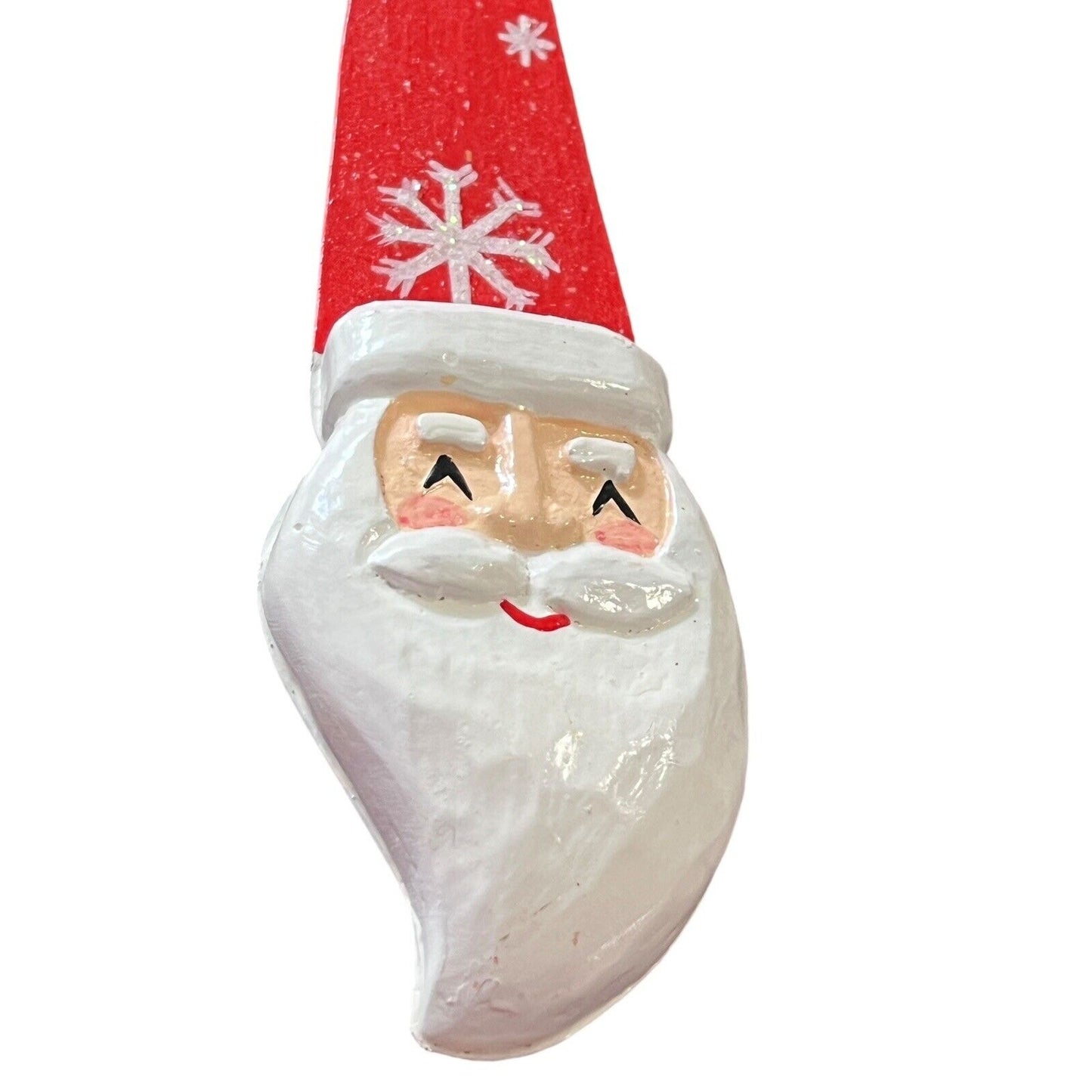 Santa Claus Metal Painted Christmas Ornament Holiday Handpainted Glitter