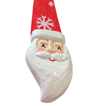 Santa Claus Metal Painted Christmas Ornament Holiday Handpainted Glitter