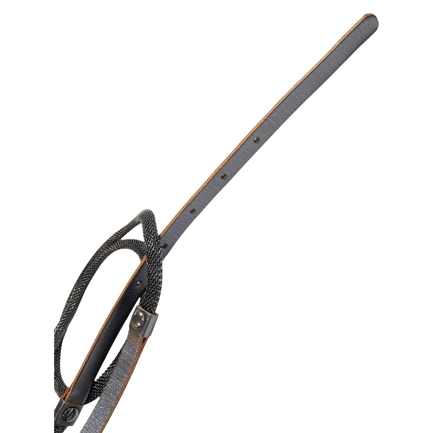 Medium J Jill Leather Belt Skinny Metal Mesh Gunmetal Gray EUC