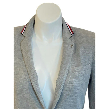 Tommy Hilfiger Gray Womans Single Button Elbow Patch Blazer Size 10 Great Detail