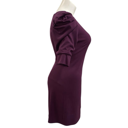 Jessica Simpson Purple Elbow Sleeve Pleated Rouched Sheath Dress Size 12