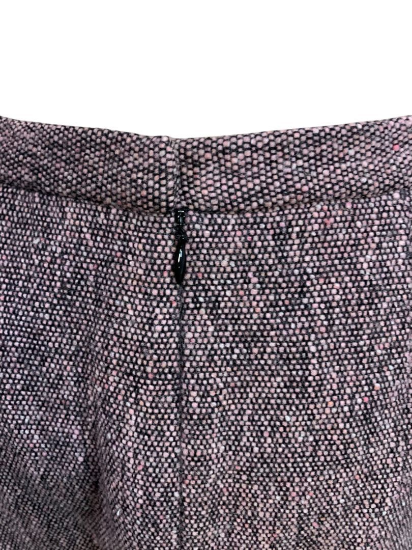 Size 6 Tahari Skirt Suit Jacket Tweed Lace Hem Black Pink Purple