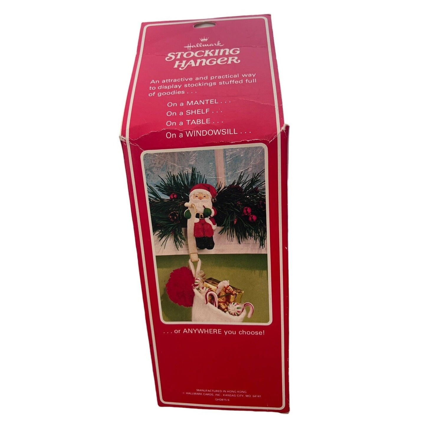 Vintage 1980s Hallmark Santa Claus Stocking Hanger Christmas Jingle Bell NIB