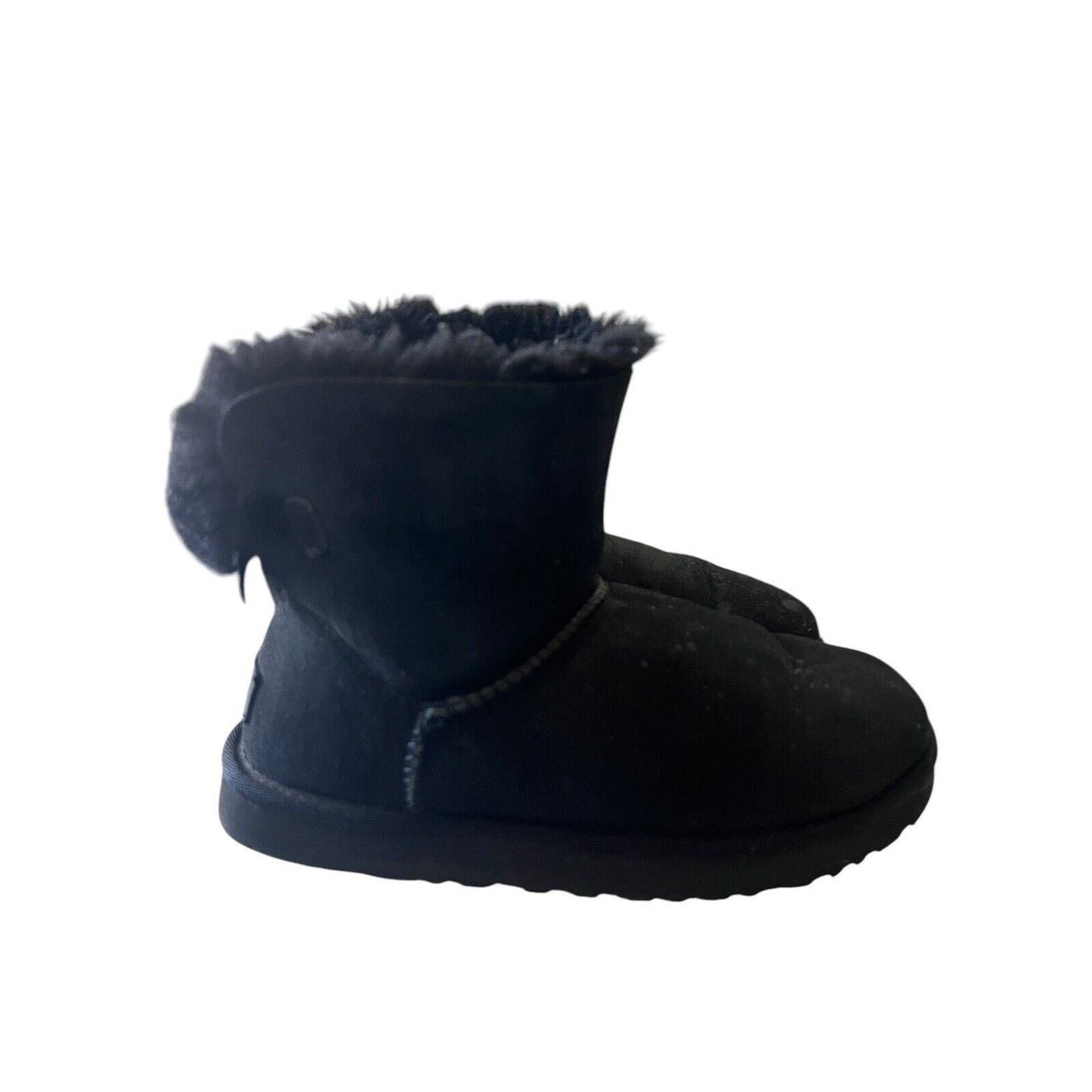 UGG Mini Bailey Bow II Size 7 Black Warm Suede Sheepskin Boots