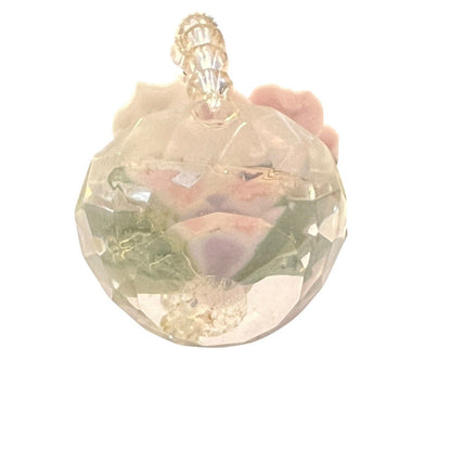 Miniature Crystal Basket Porcelain Roses Pink Purple Spring Easter