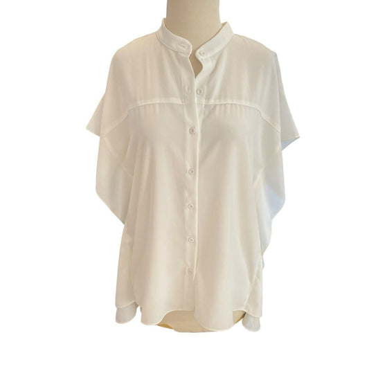 Jade Melody Tam Ivory Short Flutter Sleeve Top NEW XS Cream
