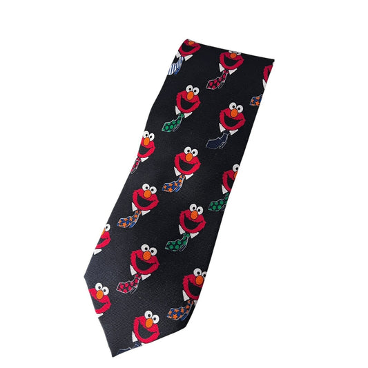 Elmo Sesame Street Silk 58” Neck Tie Multicolor Black