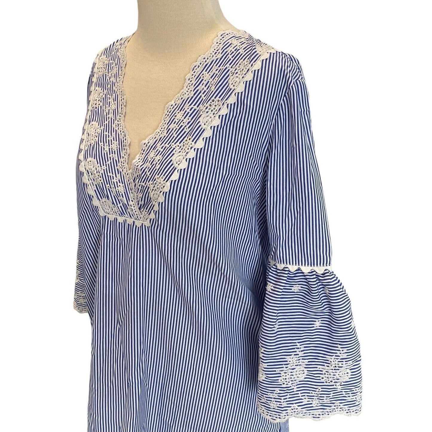 Size Small Laundry by Shelli Segal Womens Coastal Preppy Striped Dress Lace