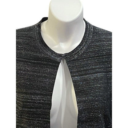 Exclusively Misook Jacket Pant Set XL Petite Metallic Jacket And XL Black Pant