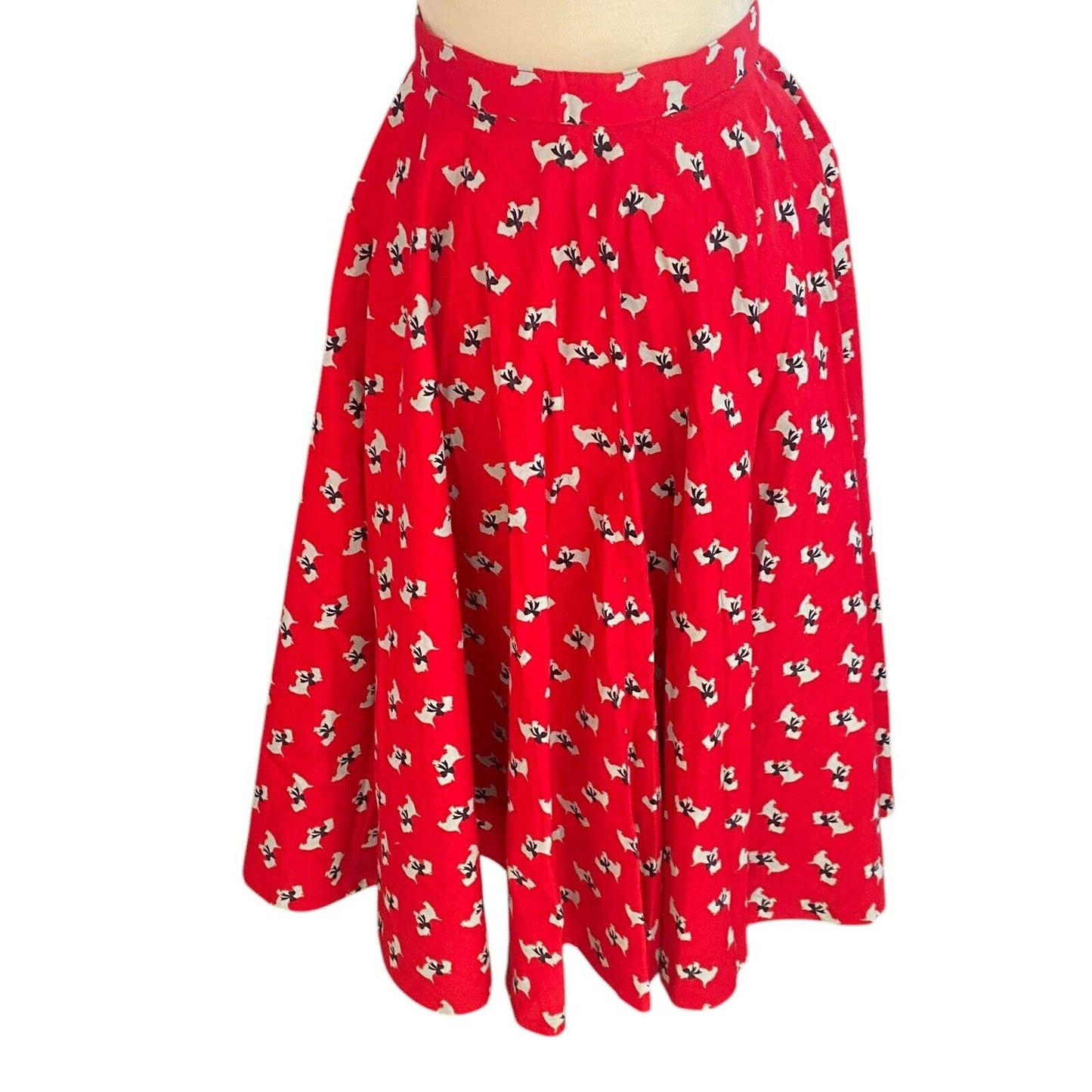 Vintage 80s Scotty Dog Red Circle Skirt Handmade Party Costume