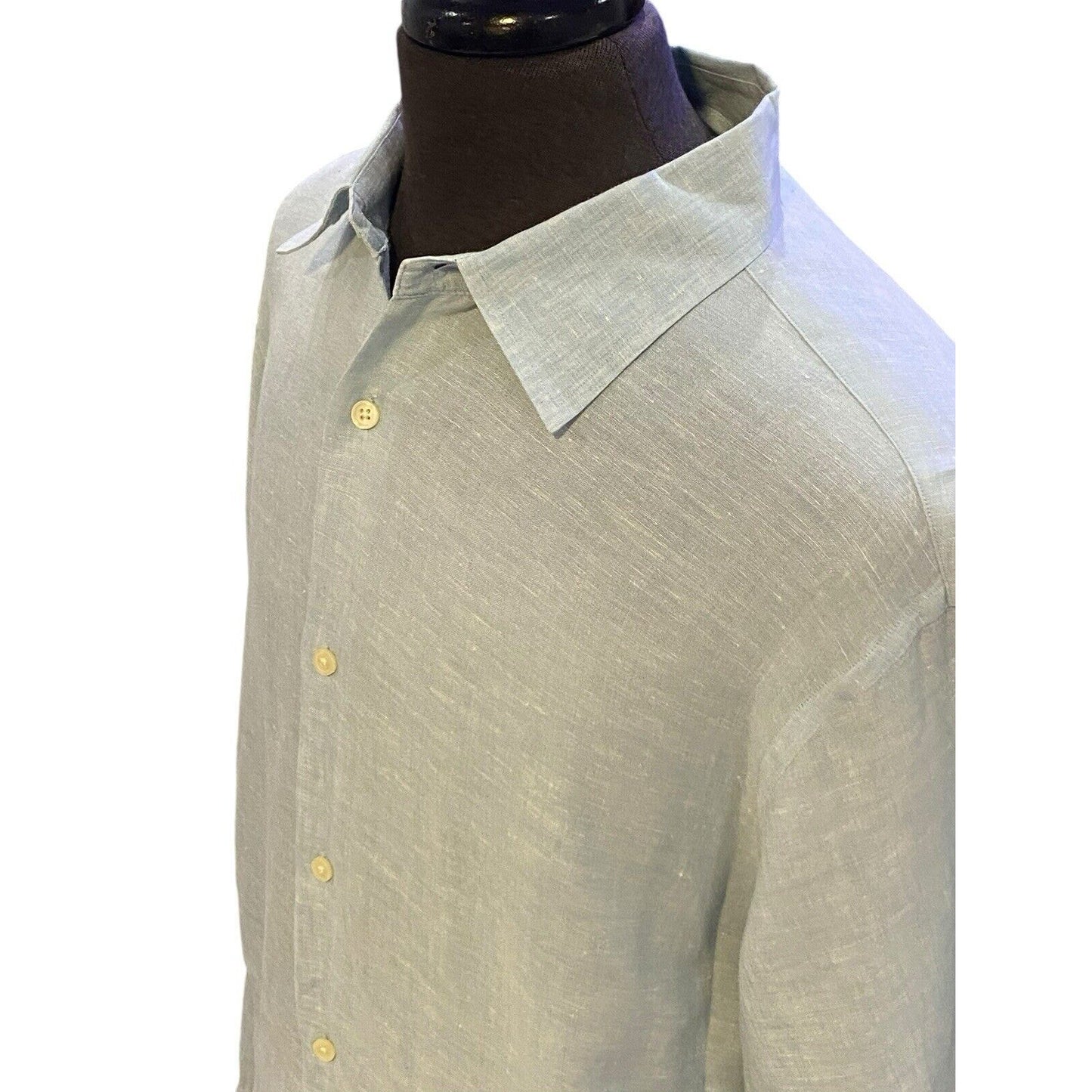 Size Large 16-16 1/2 Banana Republic Button up Shirt Blue Long sleeve Mens Linen