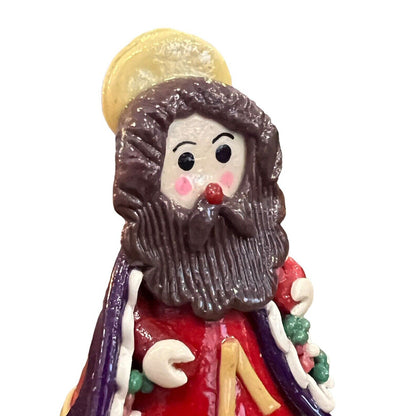 Joseph NATIVITY Figure Handmade Mazapan Bread Dough Folk Art Glossy