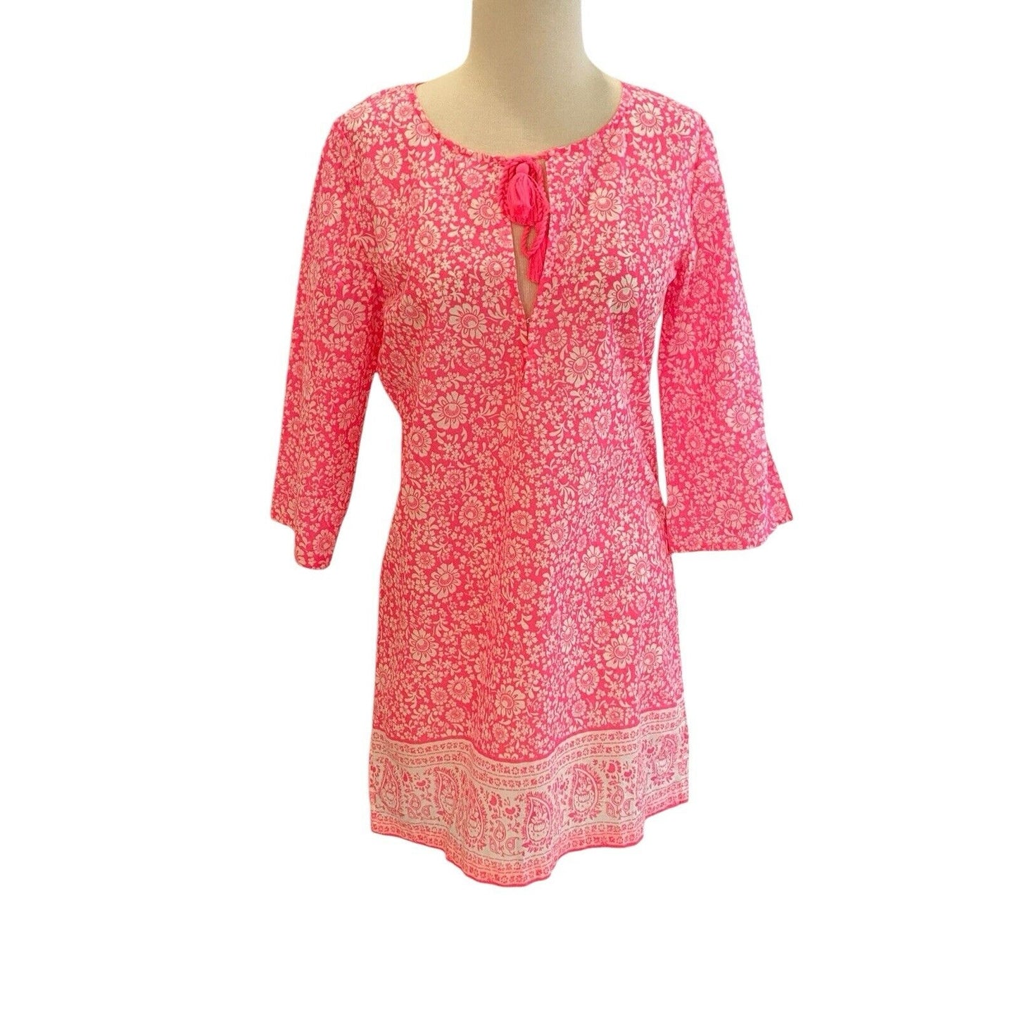 Size XXS J.CREW Factory Pink White Floral Cover Up Beach Vacation Cruise