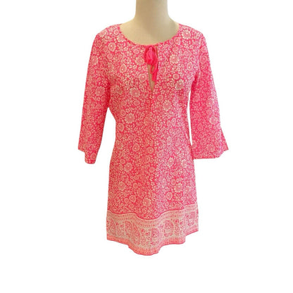 Size XXS J.CREW Factory Pink White Floral Cover Up Beach Vacation Cruise