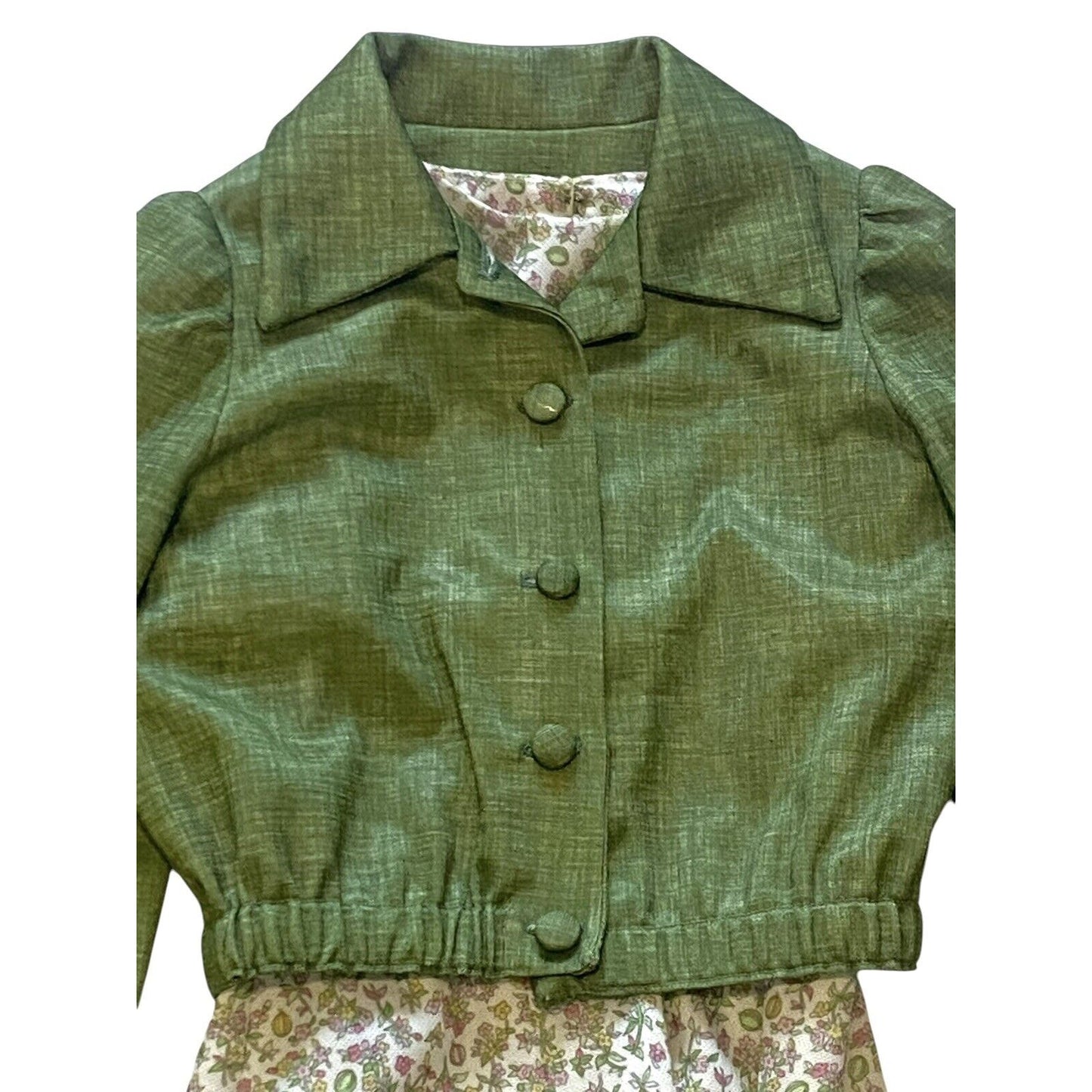 Vintage Girls Handmade Dress Jacket Set Floral Flowers Spring Homemade Cottage I