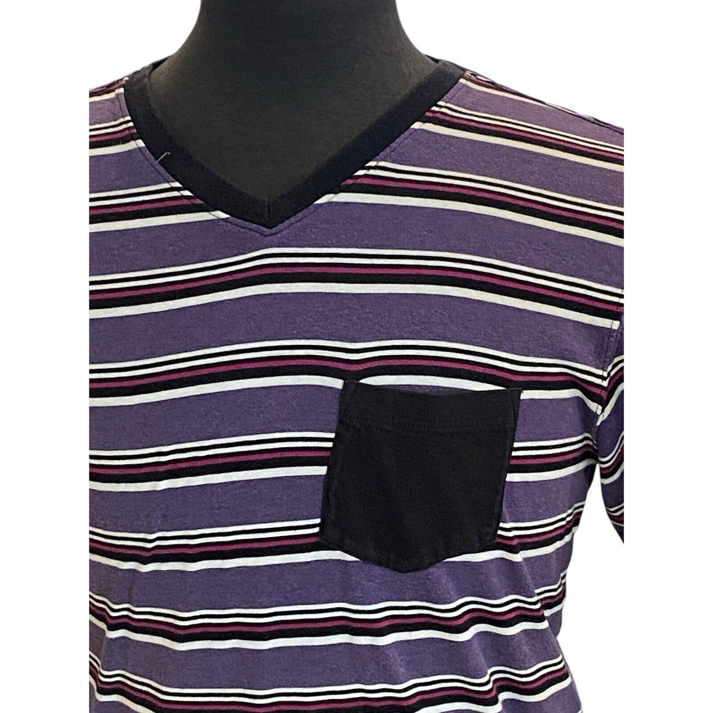 Size Medium OP Striped Pocket T Shirt Short Sleeve V-Neck