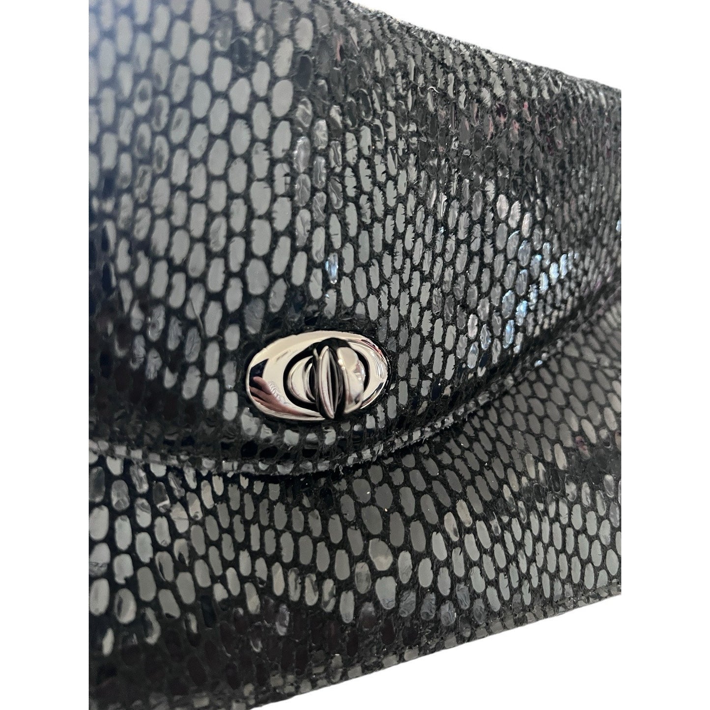 Sorial Black Snakeskin Leather Crossbody Handbag NWOT Clutch