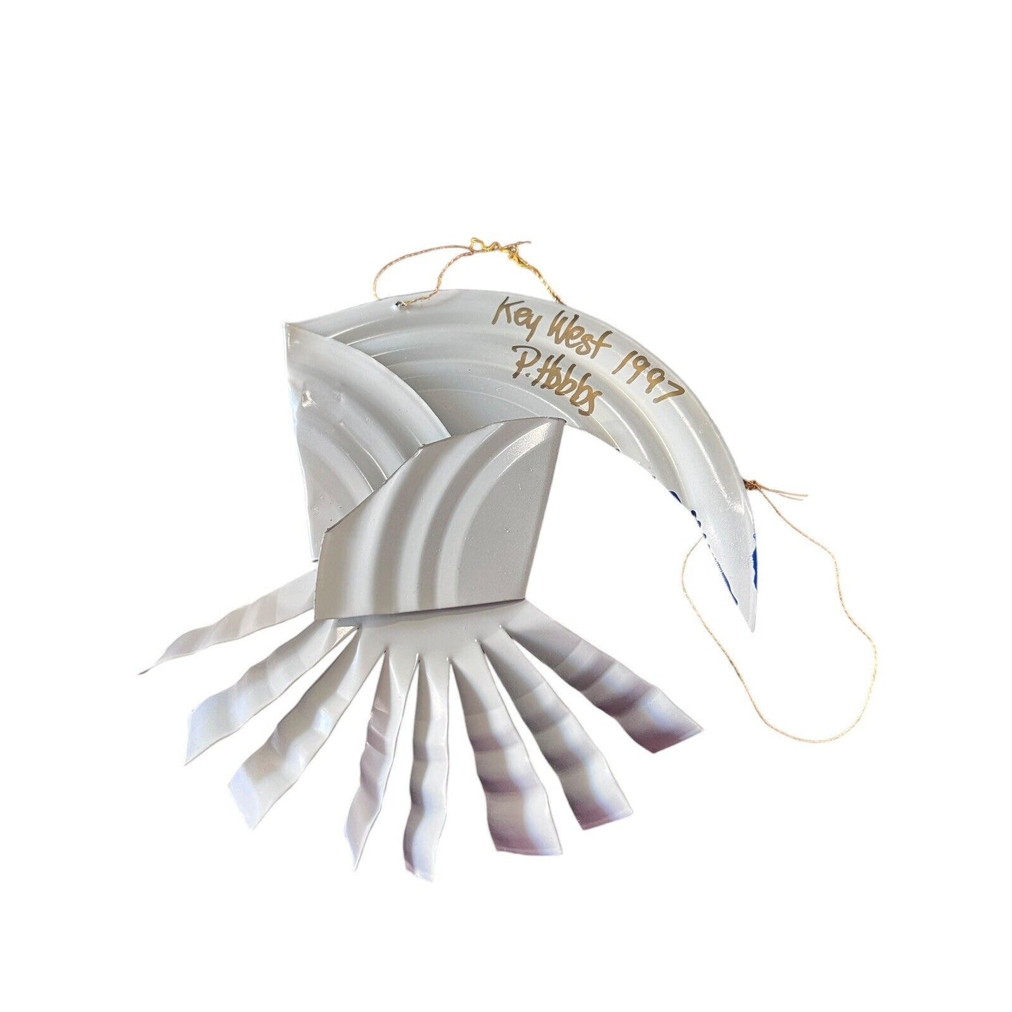 Signed Santa Claus Christmas Ornament Holiday Craft Hand Painted Up Cycled Can