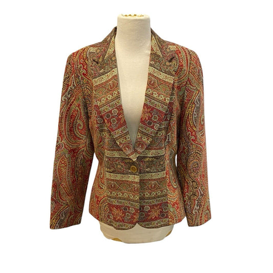 Vintage Carlisle Retro Paisley Workwear Jacket Blazer Size 10