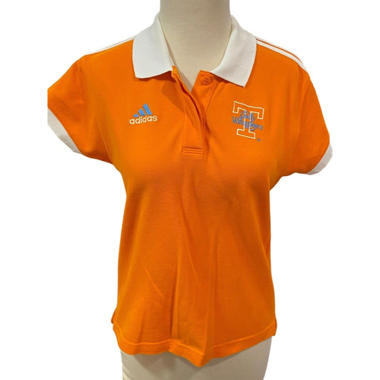 Vintage Tennessee Volunteers Lady Vols Polo Shirt White Orange Adidas Sz Medium