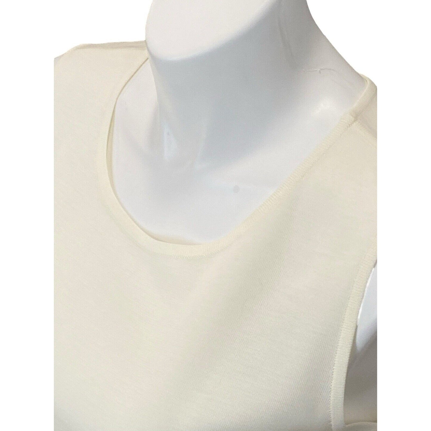 Misook Size Large Knit Acrylic Sleeveless Tunic Shell Tank Top Cream