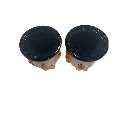 2 WCL Halloween Witch 3.5" X 3.25" Candles Stand Orange Black Spooky Pillar Set