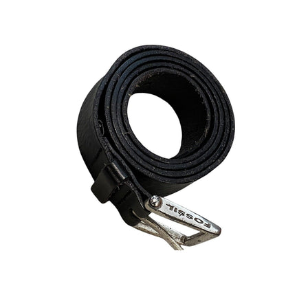 Fossil Black Leather Belt Size 42 Adjustable Wear On Leather And Buckle
