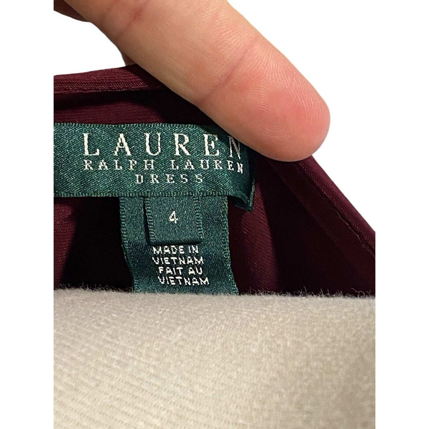 Size 4 Ralph Lauren Dress Black Garnet Color Block Slinky Ruched NWT