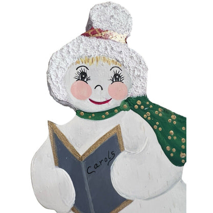 Christmas Decor Santa Snowman Woman Wooden Cut Out Hand Painted Folk Art Whimsy