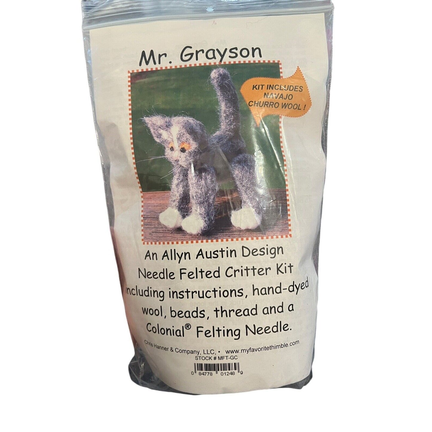 Needle Felted Cat Critter Kit Allyn Austin Navajo Churro Wool Mr. Grayson NEW