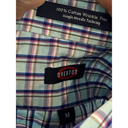 Size Medium Overton men's Button Shirt Plaid Long Sleeve Palmetto Moon SC