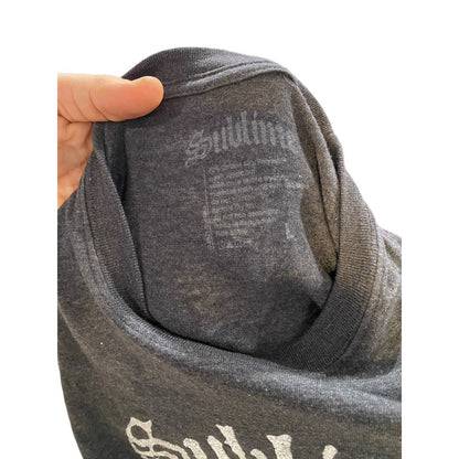 Size L Sublime Men T-Shirt Dark Gray Long Beach California Graphic Tee