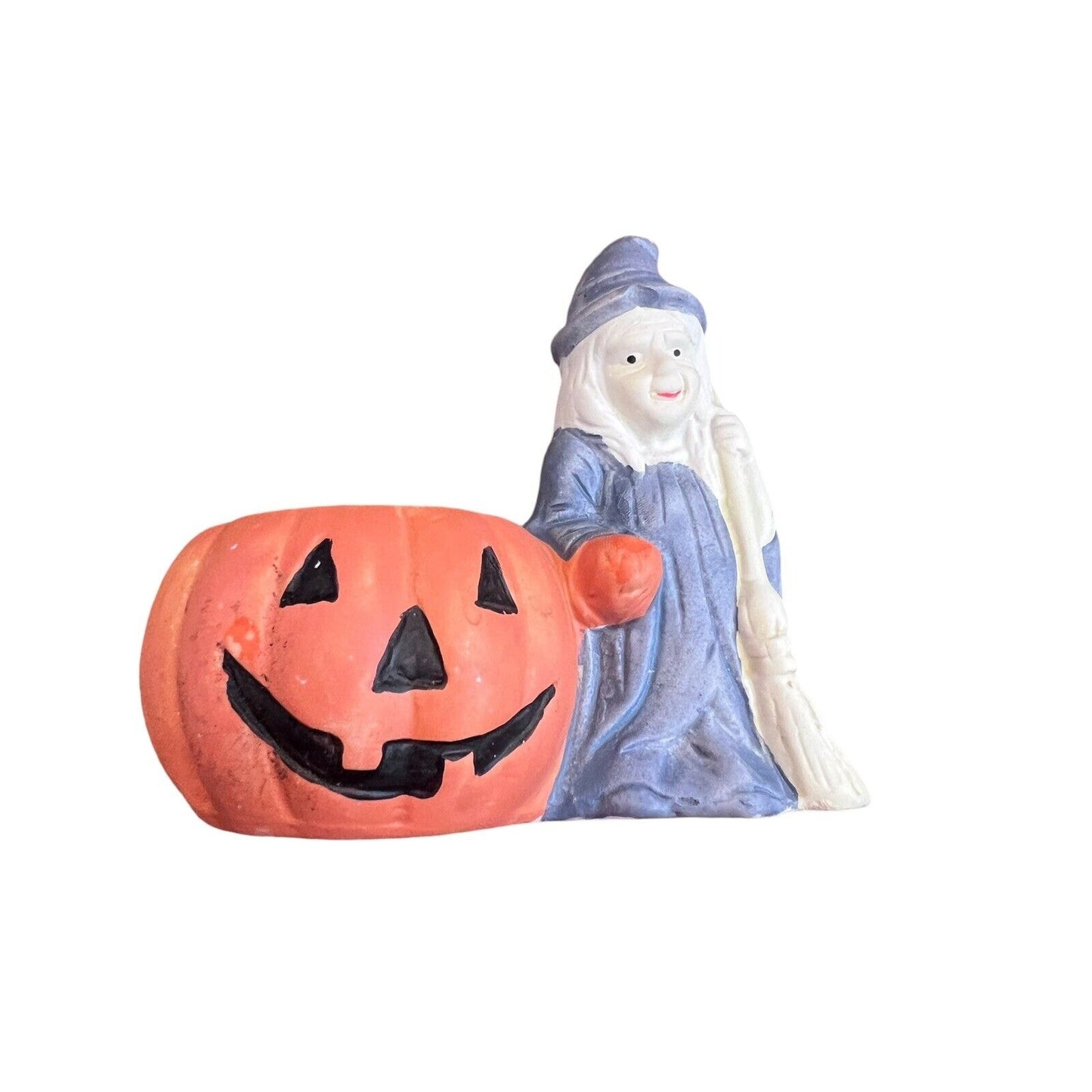 VTG HALLOWEEN Witch Jack O’ Lantern Tea light Holder Hand Painted