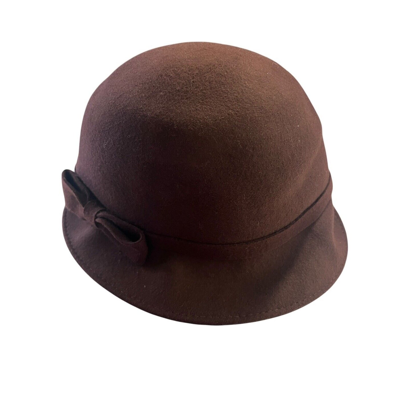Trixie Brand Brown Women’s 100% Wool Cloche Hat Bow One Size
