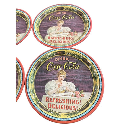 1976 Coca-Cola 75th Anniversary Metal Commemorative Coaster Set Of 4