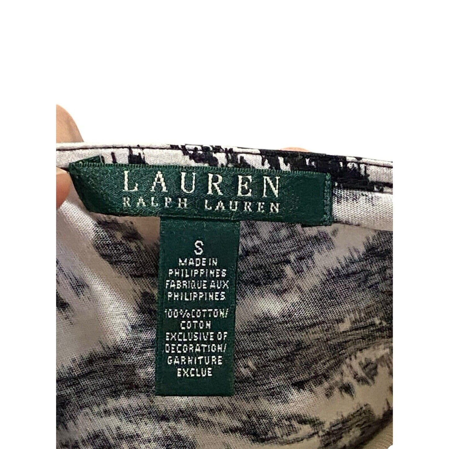 Size Small Lauren Ralph Lauren Black White Paisley Tunic Shirt Blouse