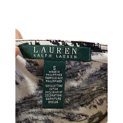 Size Small Lauren Ralph Lauren Black White Paisley Tunic Shirt Blouse