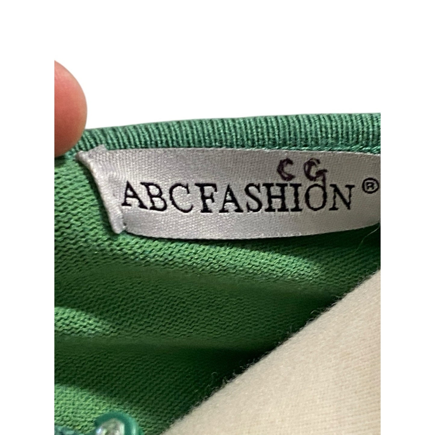 Size 2 Green ABC Fashion 3/4 Sleeve Sweater Rhinestone Bling Zipper Preppy Sassy
