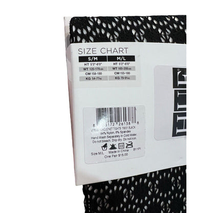 NWT HUE Circle Net Tights Size M/L Black Goth