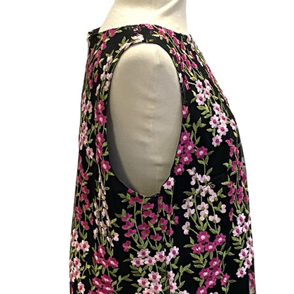 Tahari Arthur S. Levine Dress Black Floral Size 10 Embroidered Sleeveless