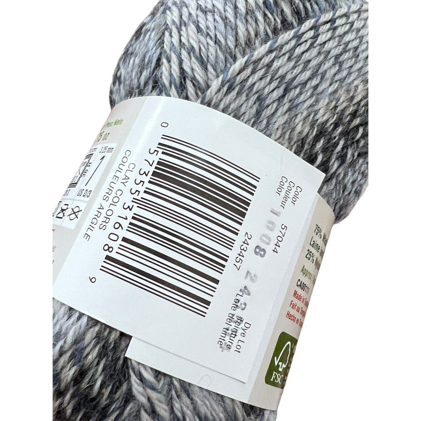 2 Skeins Patons Kroy Sock Yarn Jacquards 75% Wool 25% Nylon Clay Color Blue Gray