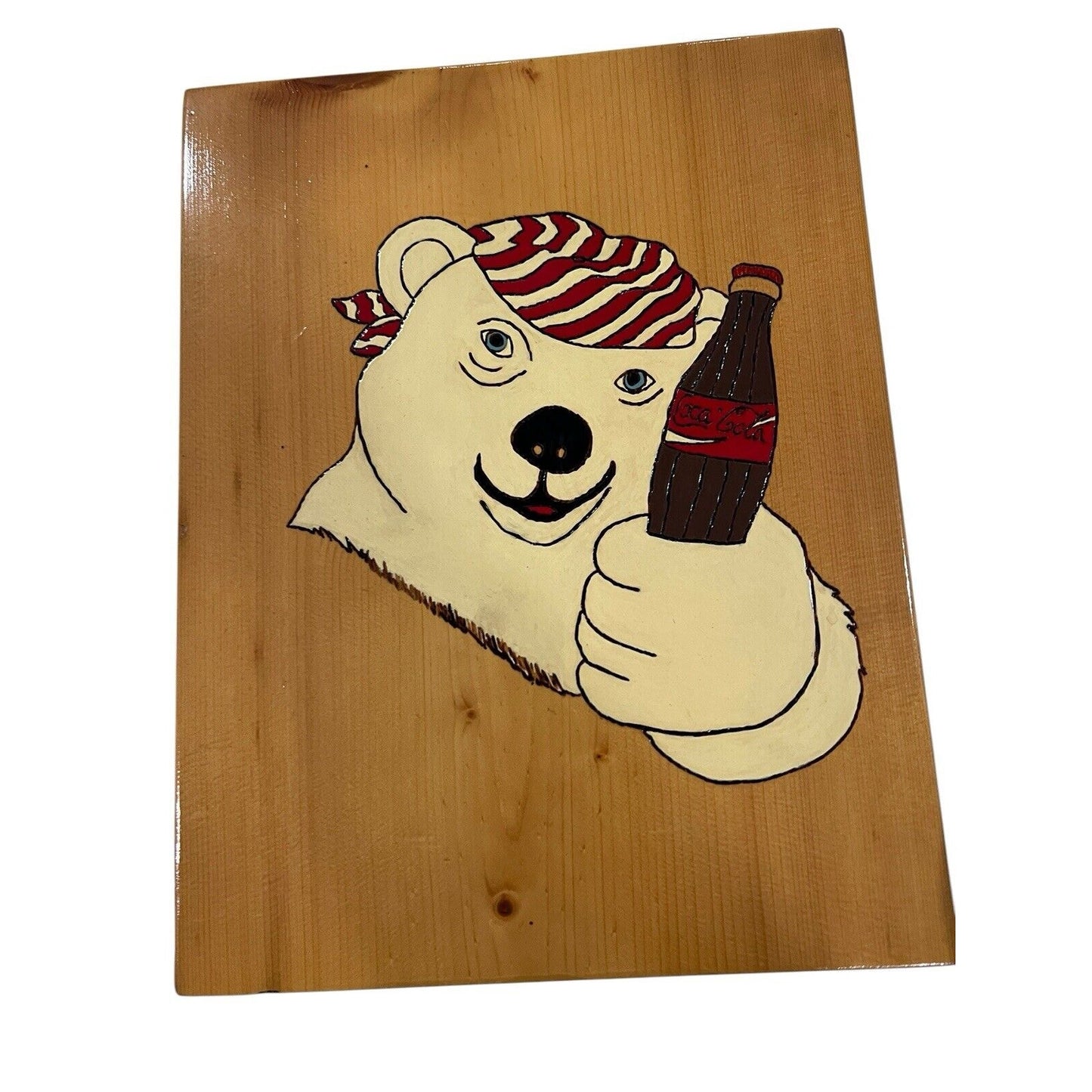 Coke Coca Cola Polar Bear Wall Art Wood Collectible Unique Hand Made 9x12