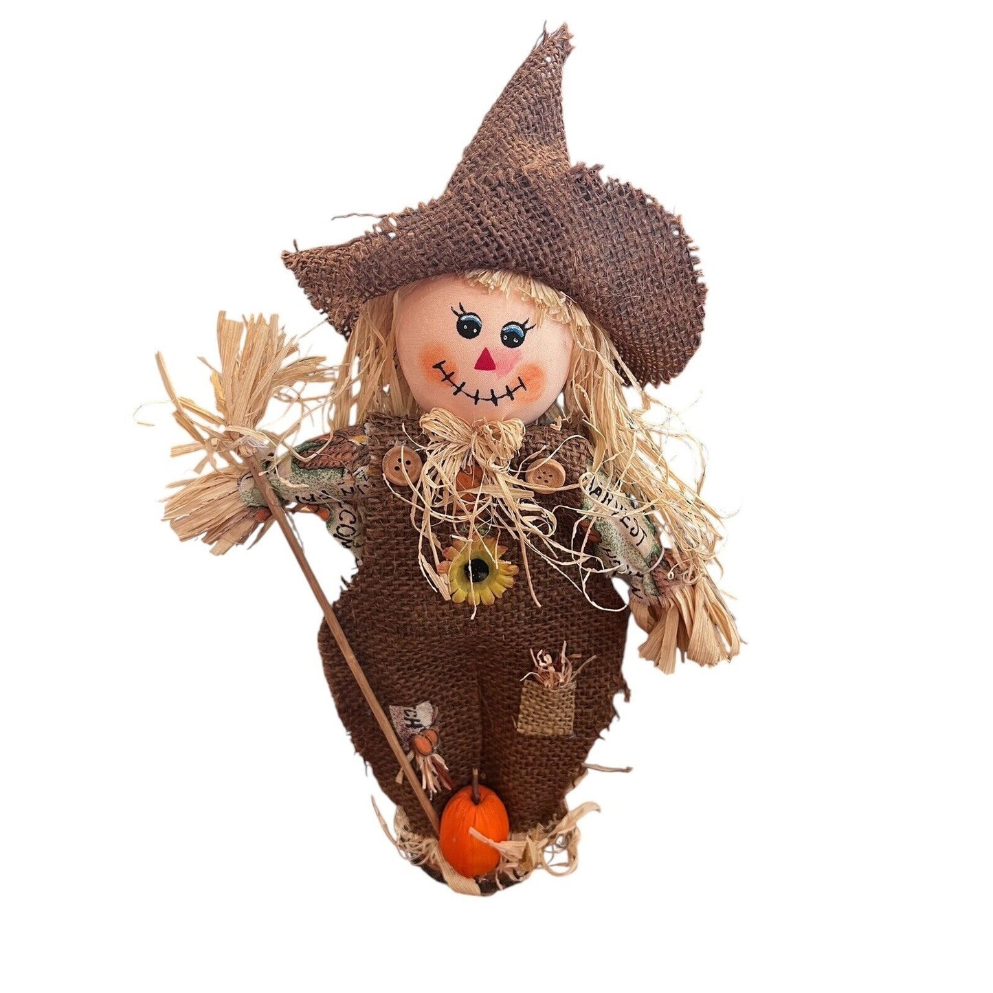 Scarecrow Table Top Decor Pumpkin Fall Thanksgiving Halloween Figures Set Of Two
