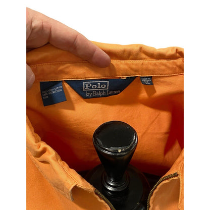 VINTAGE Polo Ralph Lauren Jacket Mens XL Zip Up Bomber Coat Jacket Logo Orange