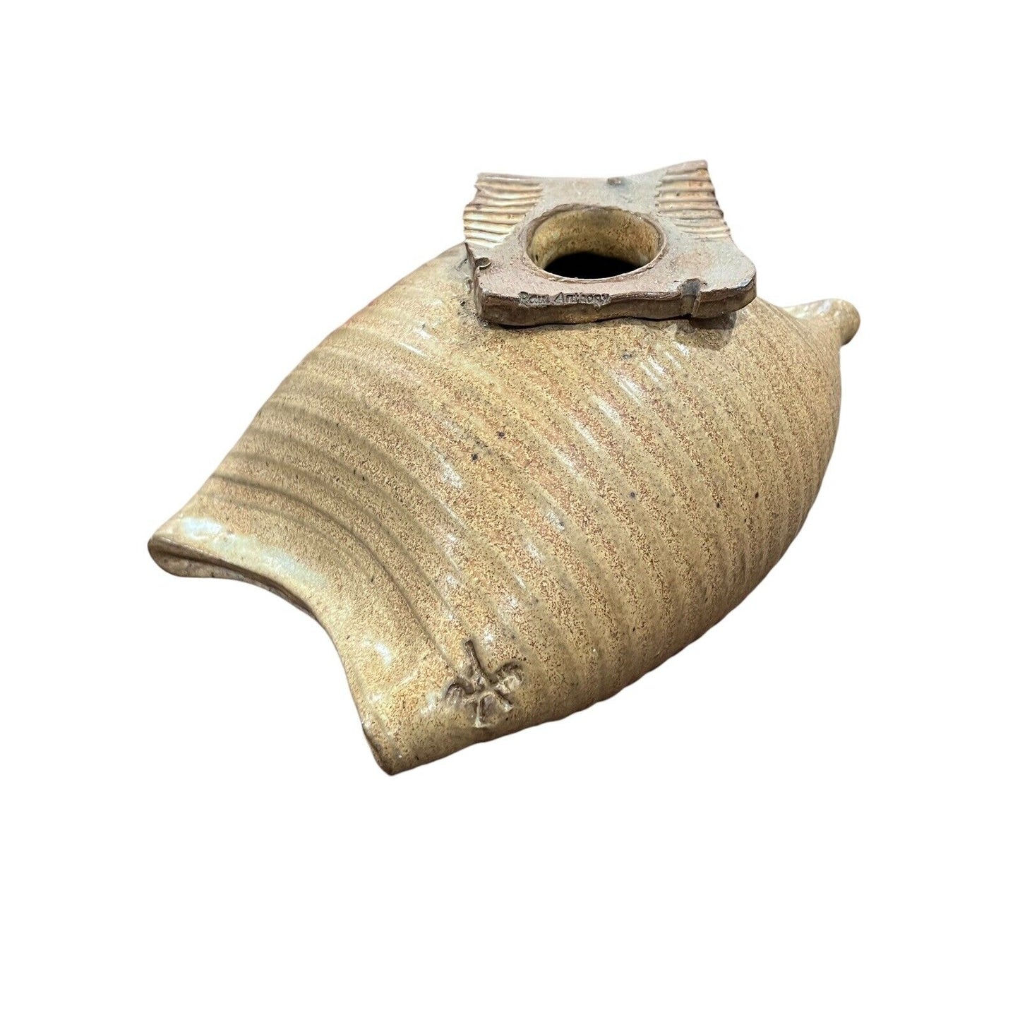 Ceramic Art Pottery Fish Bird House Handmade Signed Clay Natural