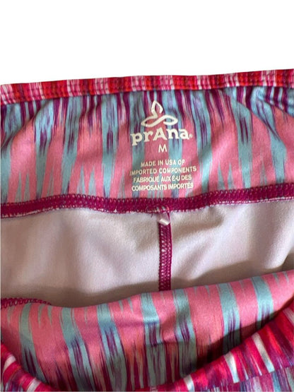 prAna Women's Medium Roxanne Pink Blue Chevron Tide Yoga Workout Capri Leggings